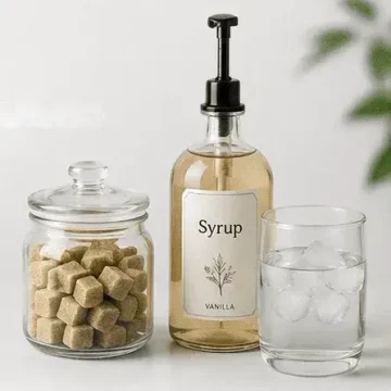 - Сироп
- Сахар
- Вода
- Лёд